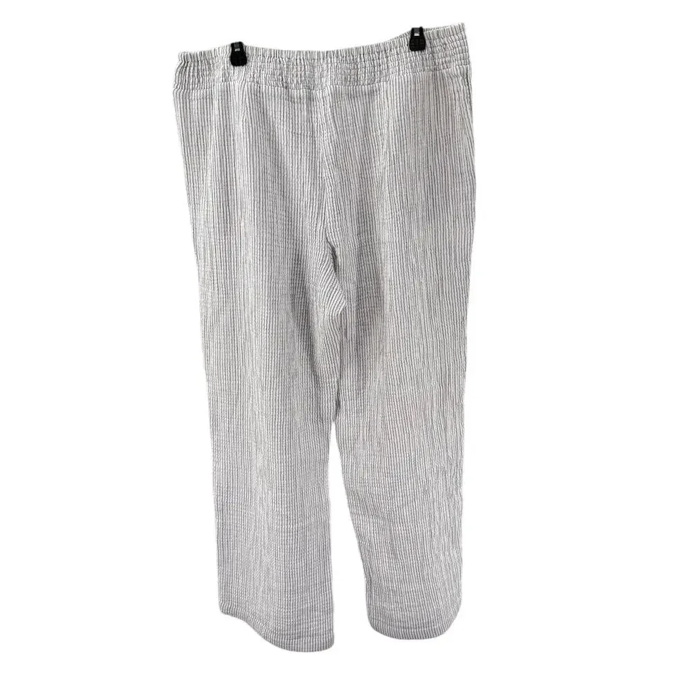 J. Jill Slub Cotton Pull On Wide Leg Pockets L Pant Summer Casual Coastal